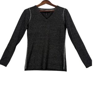 QUINN Dark Gray V-Neck Cashmere Sweater Quiet Luxury Minimal Capsule Medium EUC